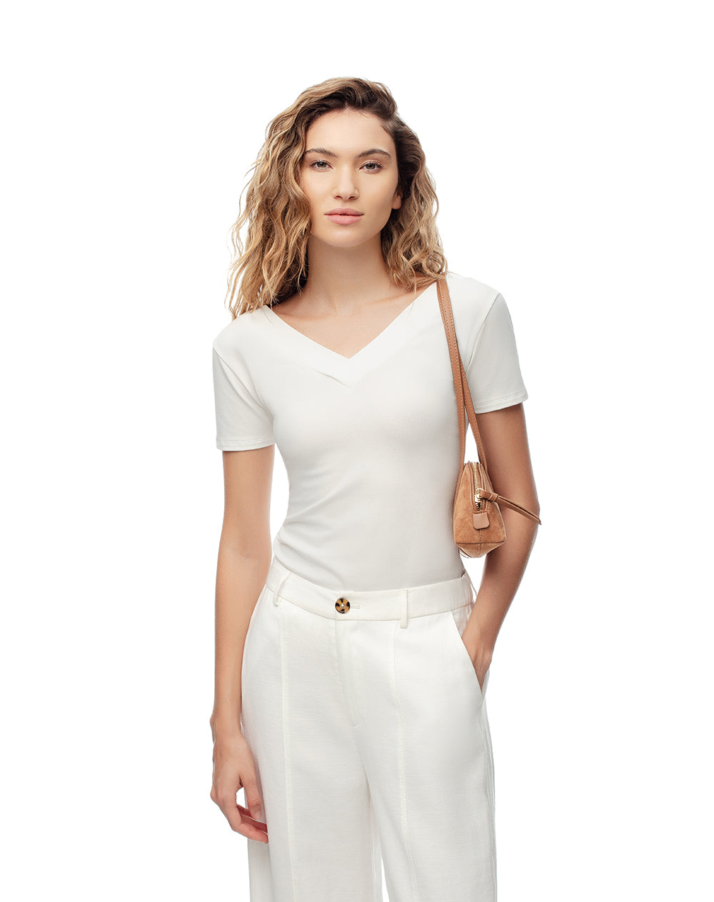 Camiseta regular uso 2 en 1 blanca mujer