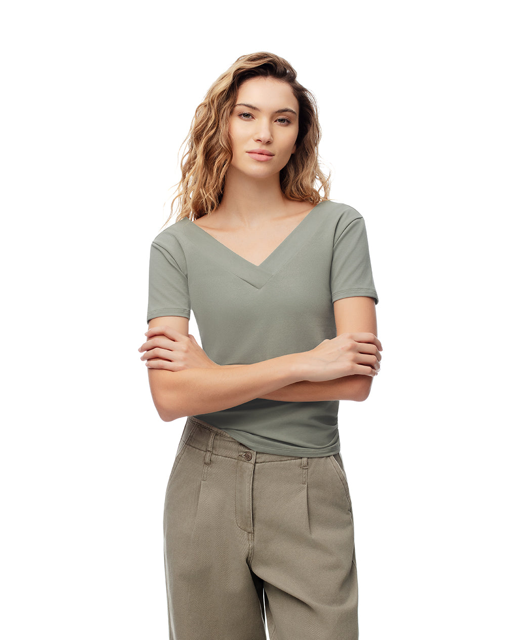 Camiseta relaxed fit manga corta verde