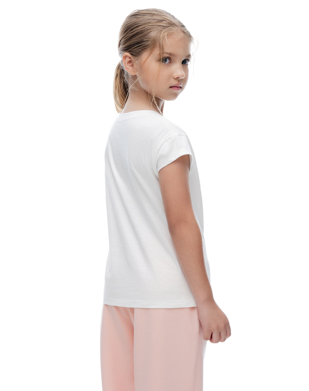Camiseta regular manga corta blanca niña