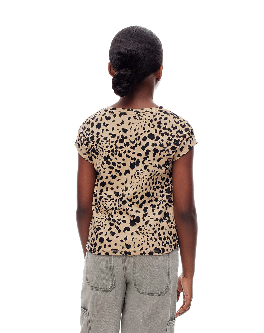 Camiseta regular algodón habano print niña