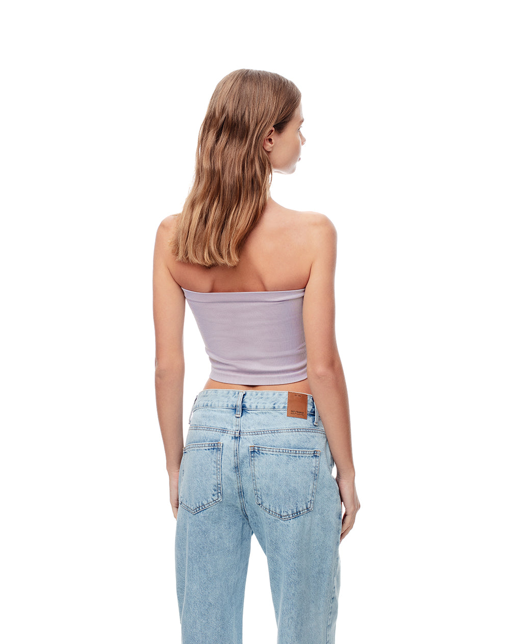 Crop top slim strapless seamless gris mujer