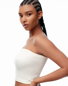 Crop top slim seamless vainilla mujer