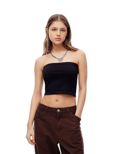 Crop top slim seamless negro mujer