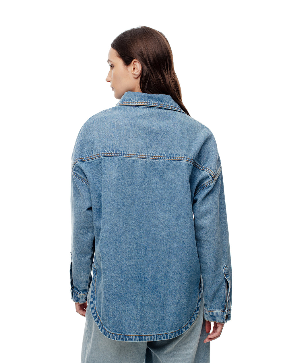 Chaqueta denim overshirt índigo medio mujer