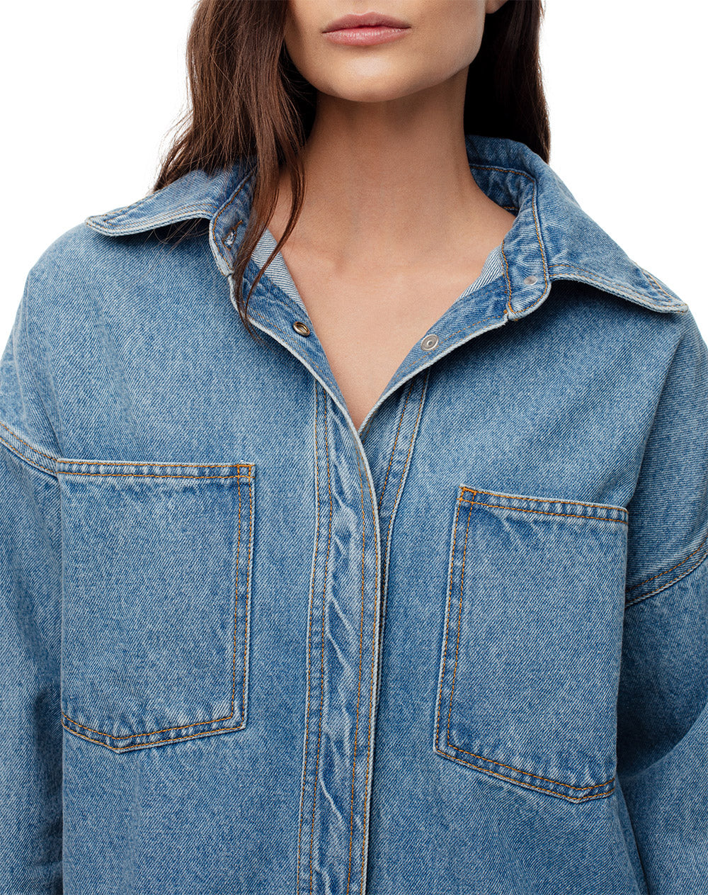 Chaqueta denim oversize índigo medio mujer