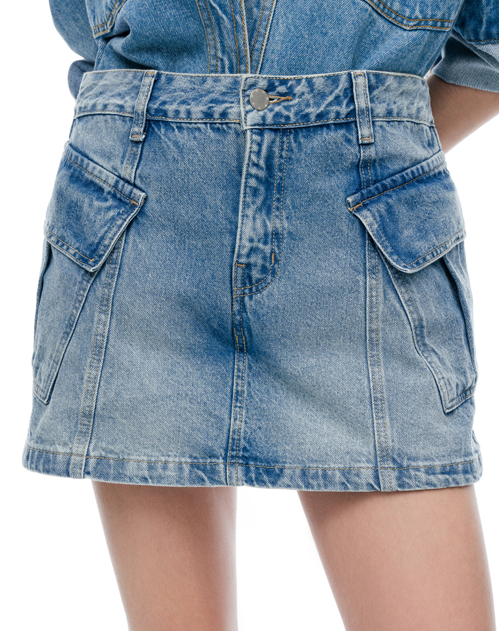 Falda short tiro medio índigo oscuro mujer