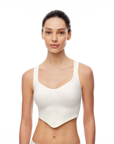 Crop top slim seamless blanca mujer