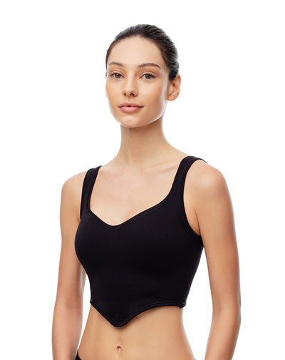 Crop top slim seamless negra mujer