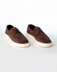 Zapatos tipo mocasín gamuzado café hombre