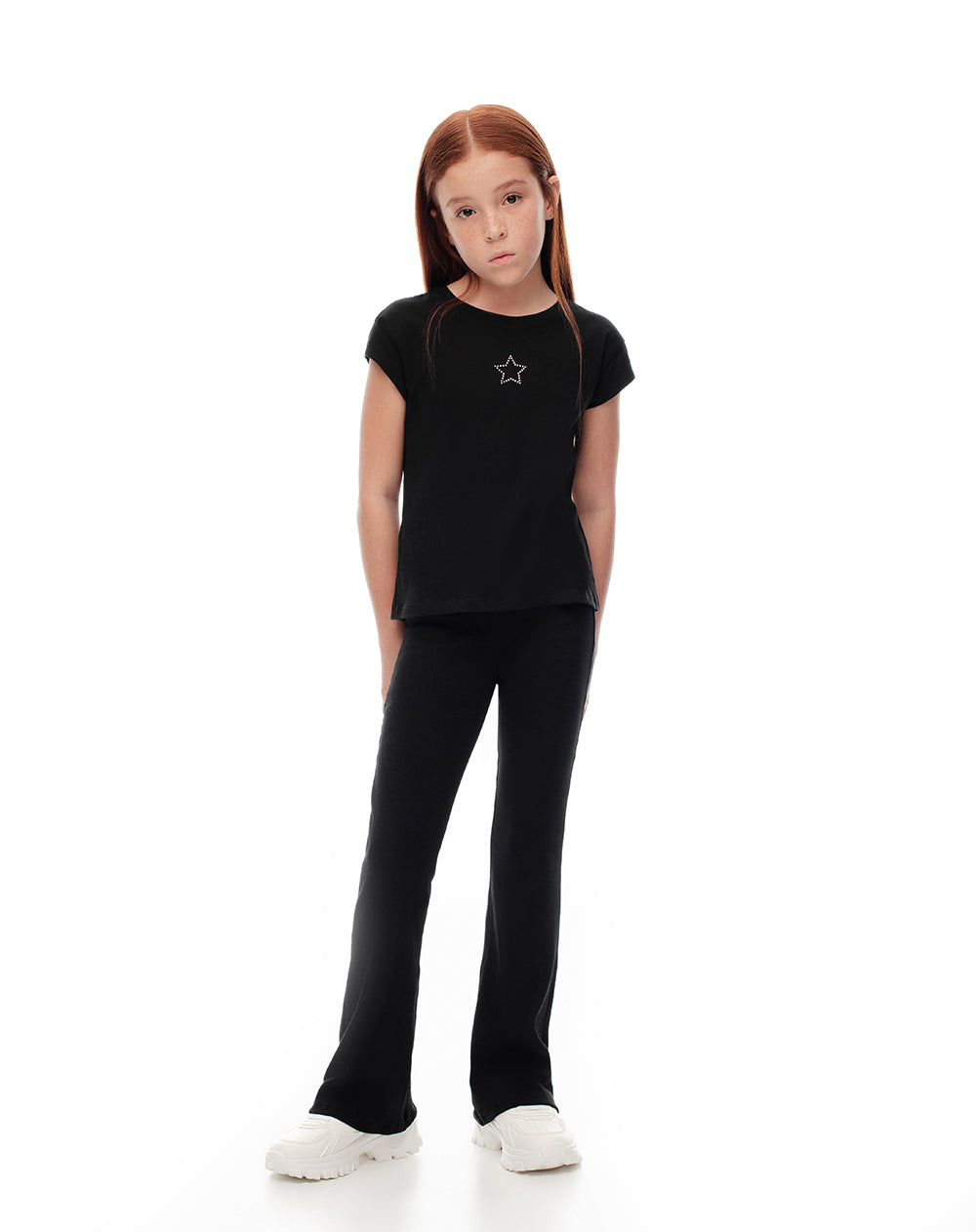 Pantalón flare fit tiro alto negro