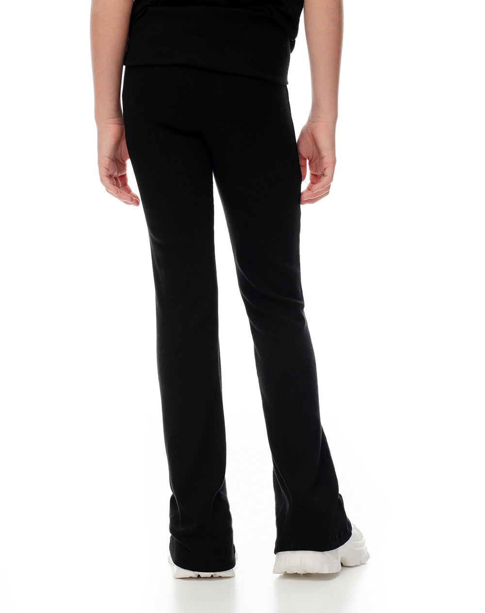 Pantalón flare tiro alto algodón negro niña