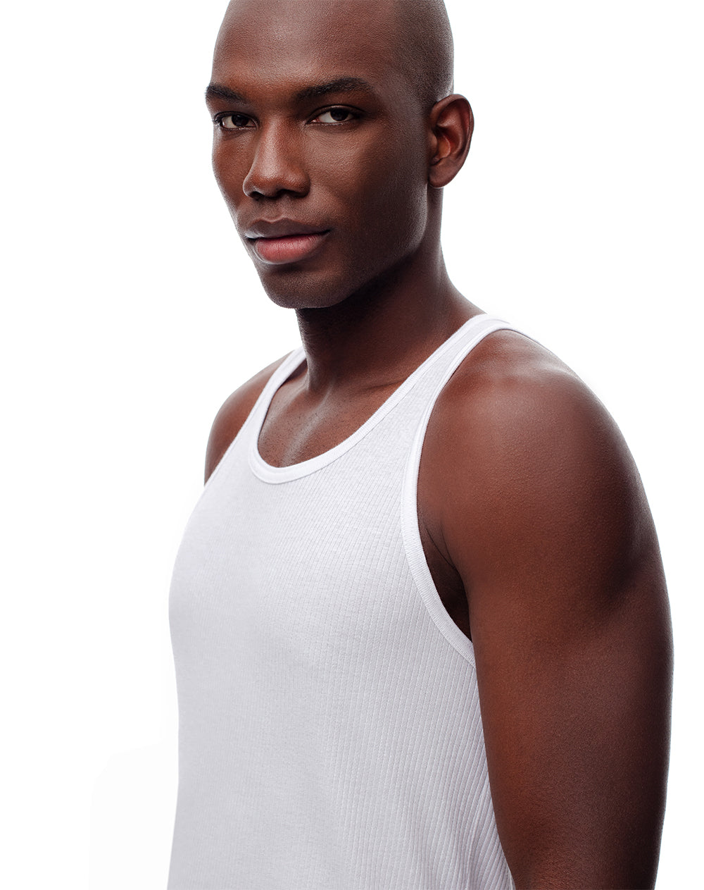 Camisilla slim rib algodón x2unds blanca hombre