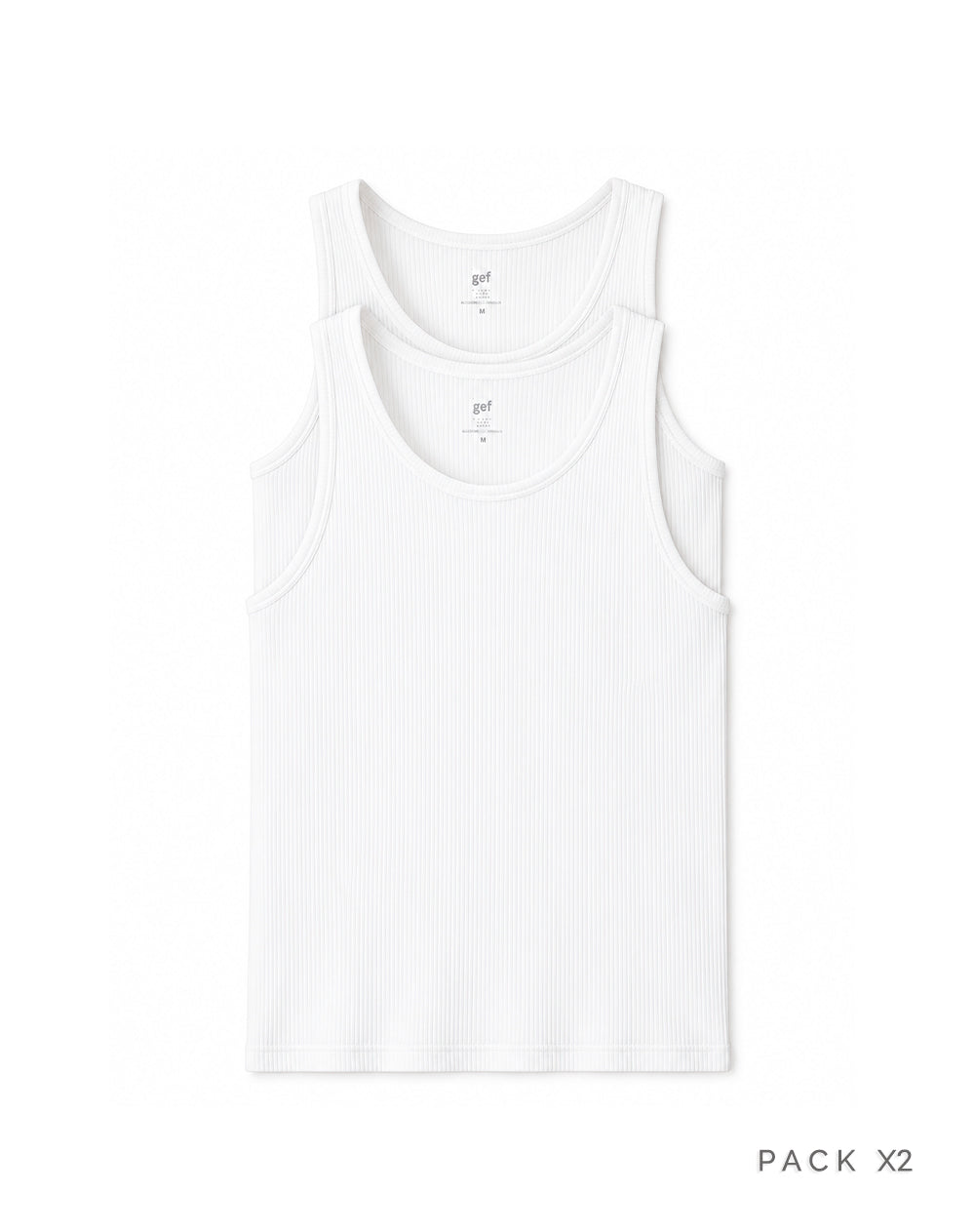 Camisilla slim rib algodón x2unds blanca hombre