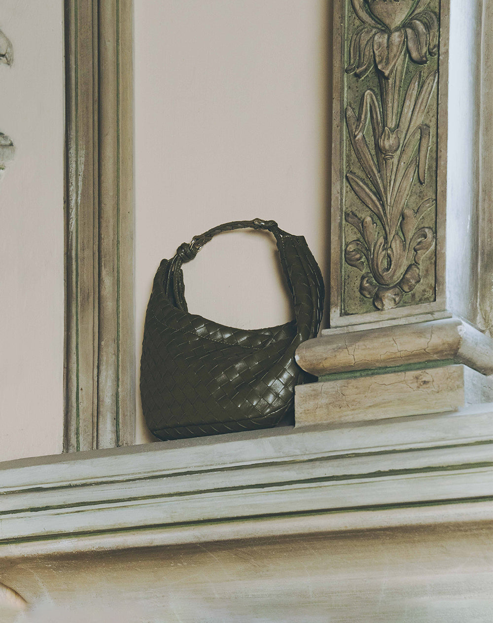 Bolso hobo efecto cuero trenzado verde mujer