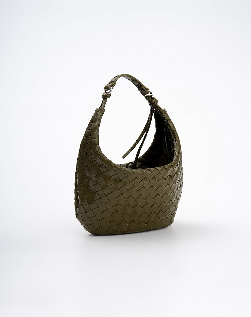 Bolso hobo efecto cuero trenzado verde mujer