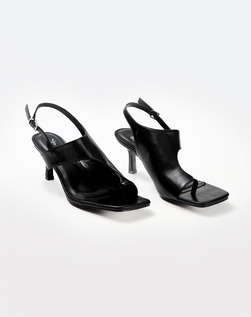 Sandalias slingback de tacón medio negras mujer