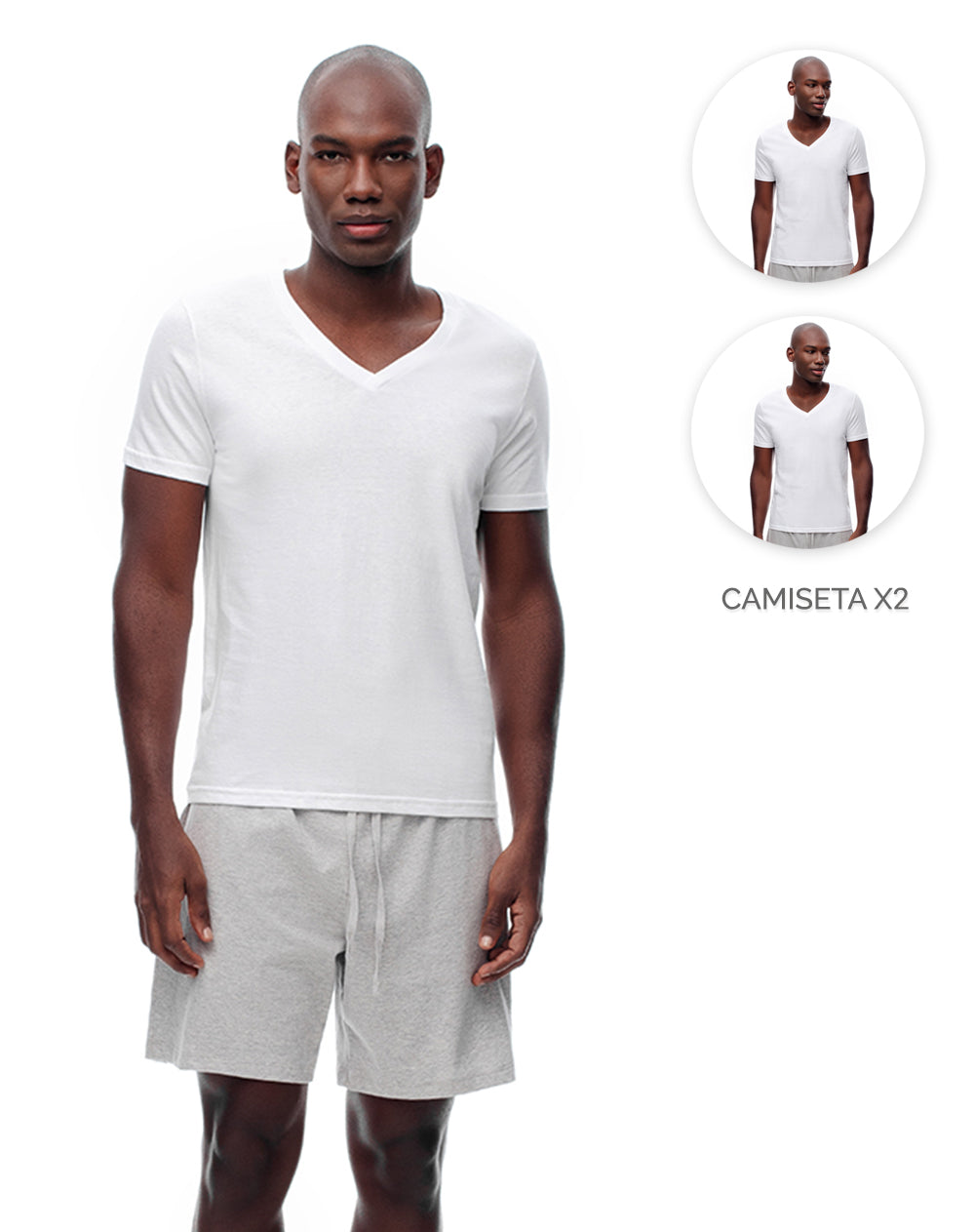 2 camisetas slim fit manga corta blanca