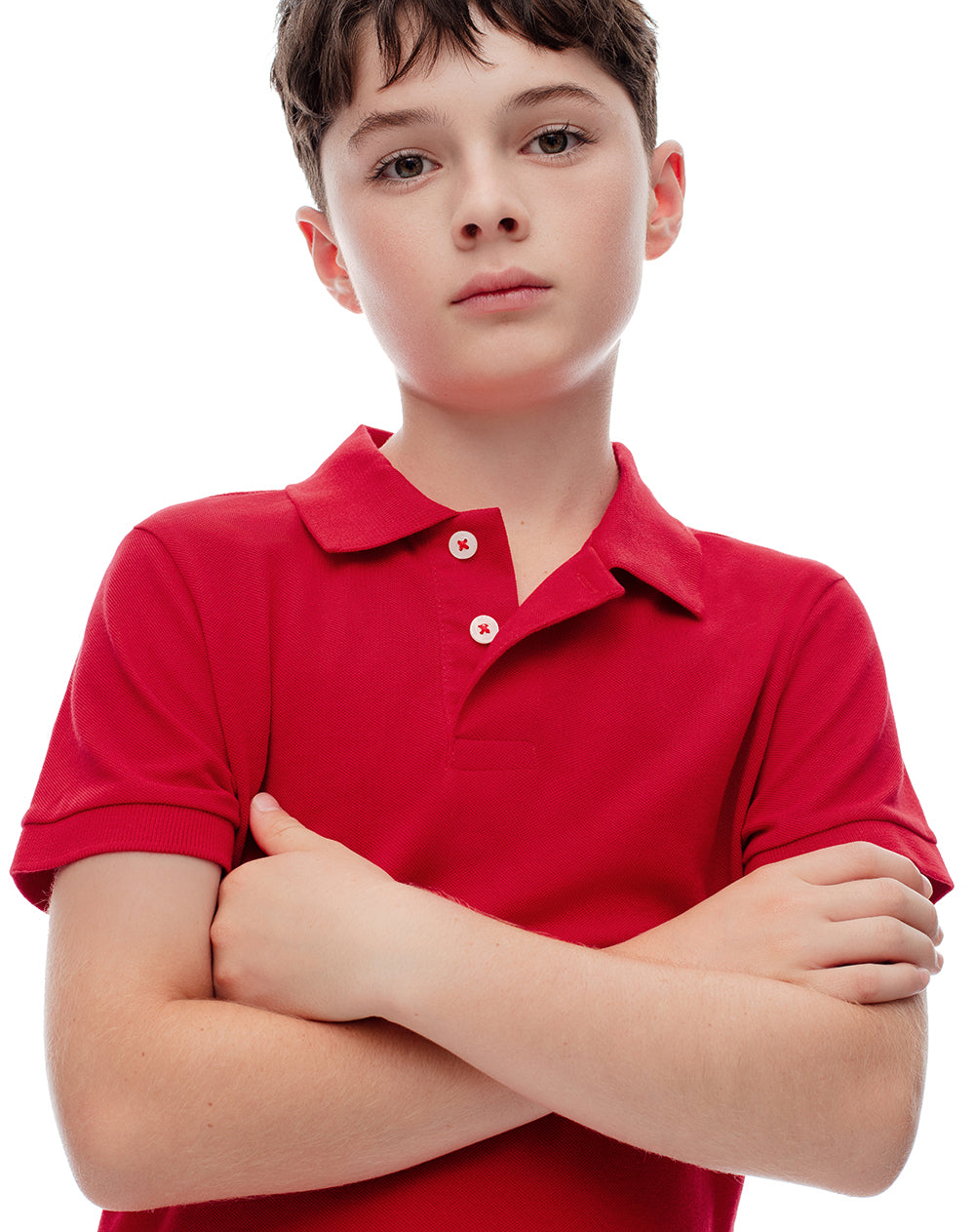 Polo regular algodón roja niño