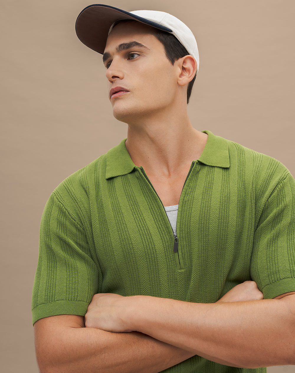 Polo regular tejido de punto algodón verde hombre