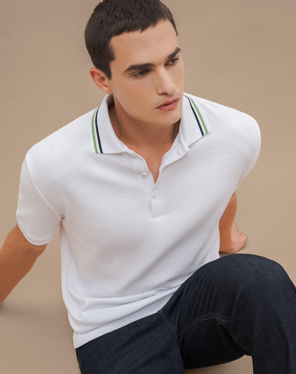 Polo regular algodón blanca hombre