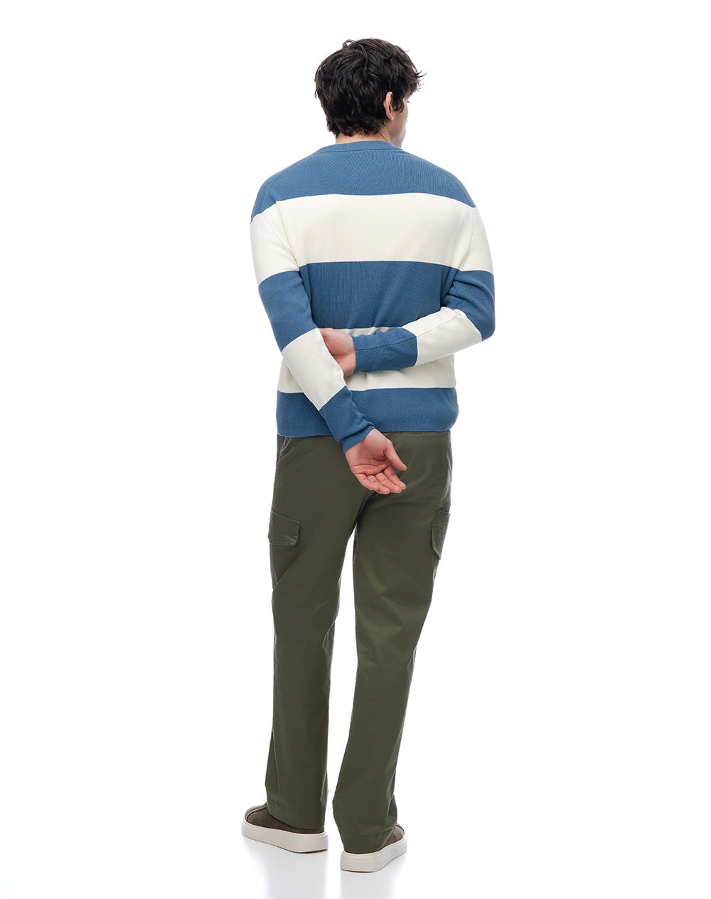Buzo regular algodón tejido de punto azul rayas hombre