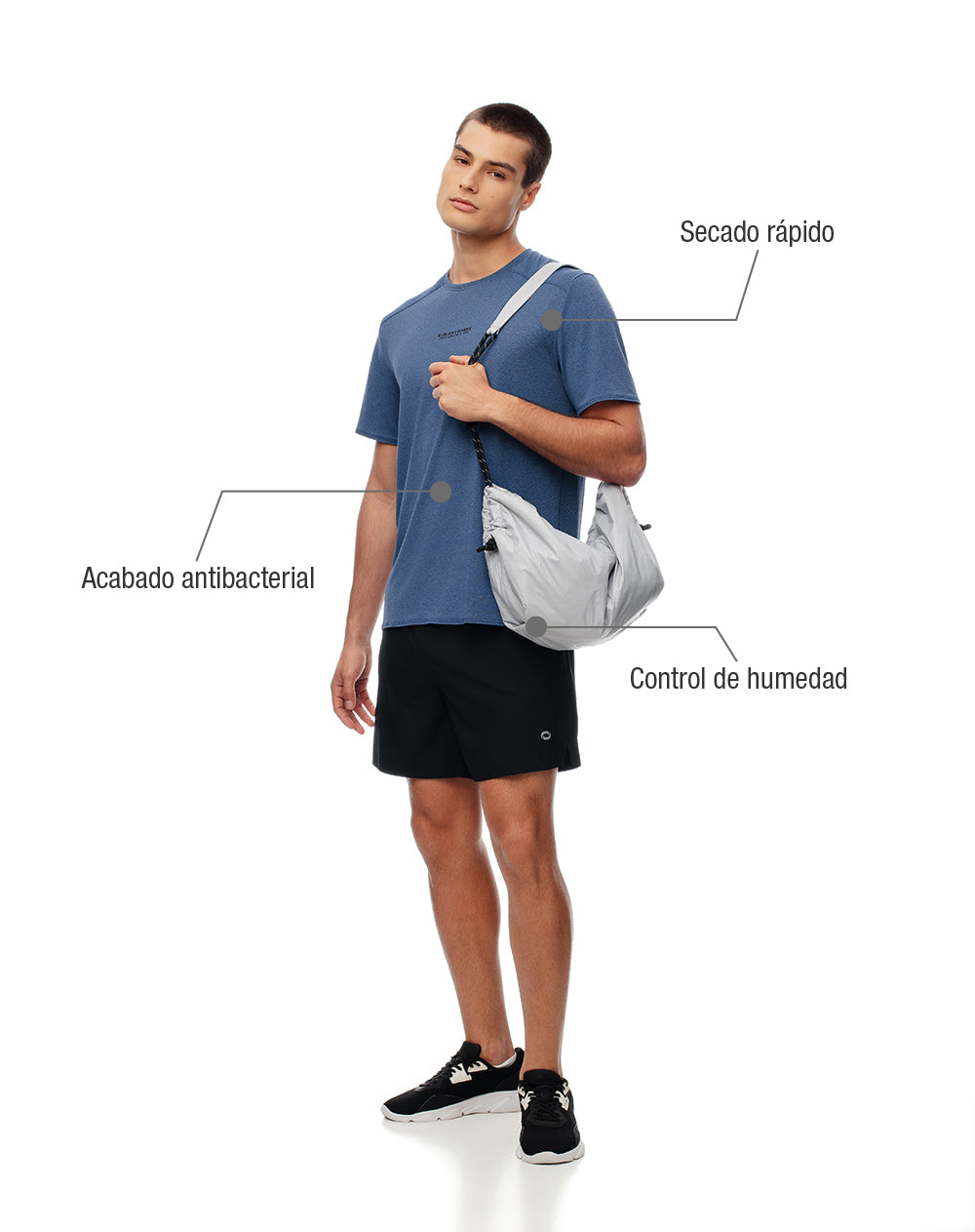 Camiseta deportiva control humedad azul hombre