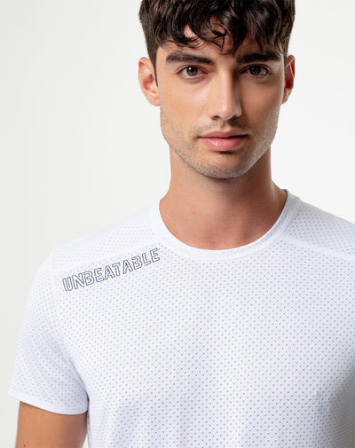 Camiseta deportiva control humedad blanca hombre