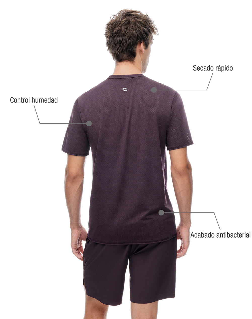 Camiseta slim manga corta morado hombre
