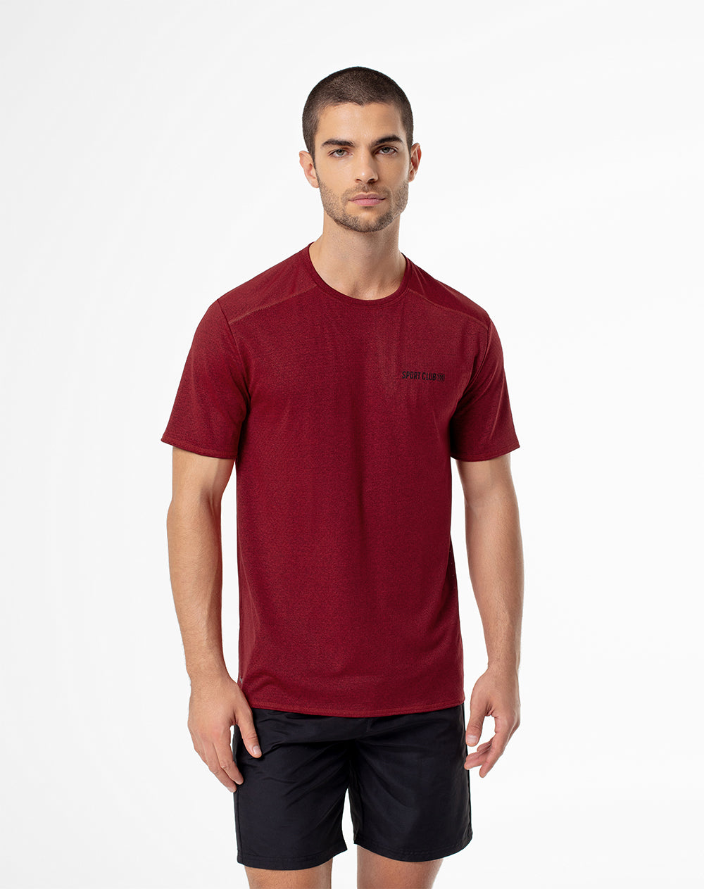 Camiseta Slim Fit Manga Corta Rojo Jaspe GEF