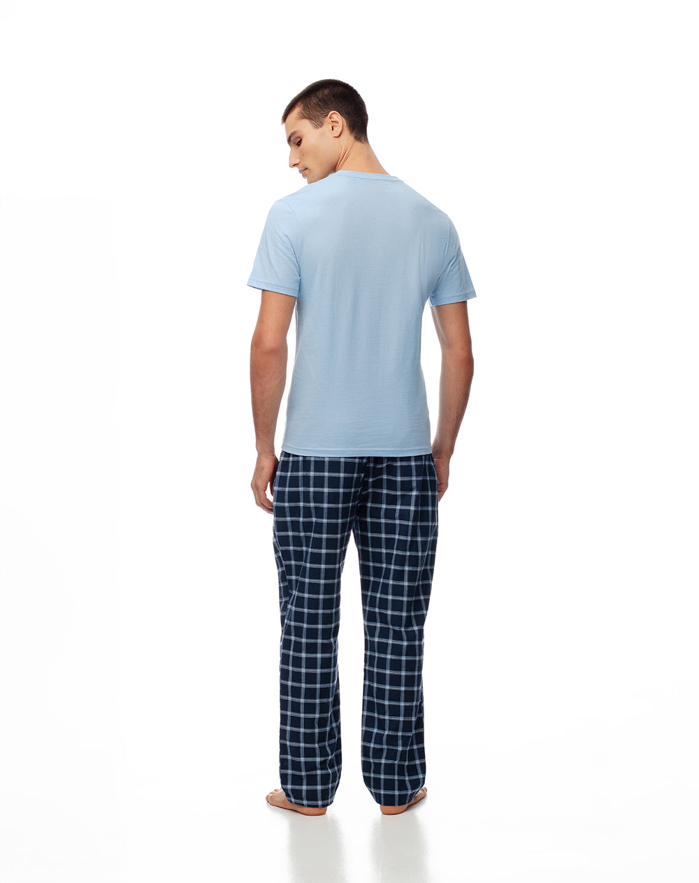 Camiseta + pantalón de pijama algodón azul hombre