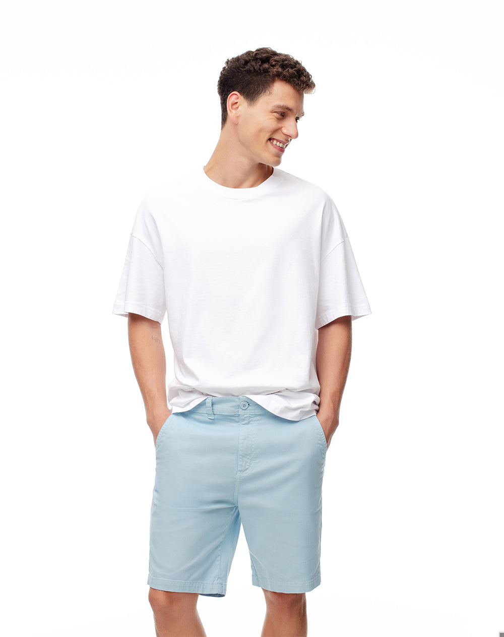 Bermuda regular drill algodón azul hombre