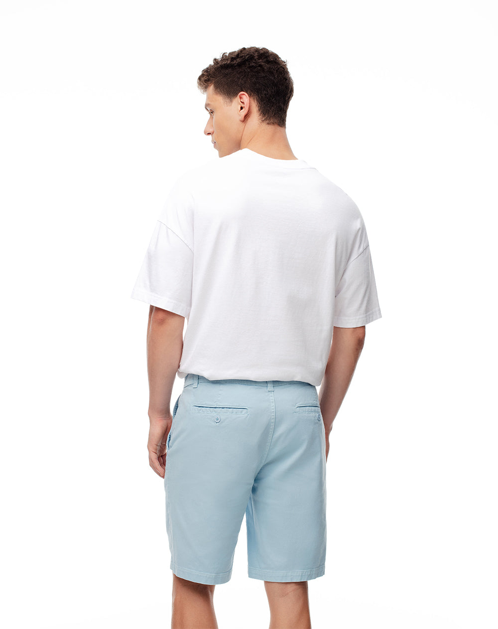 Bermuda regular drill algodón azul hombre