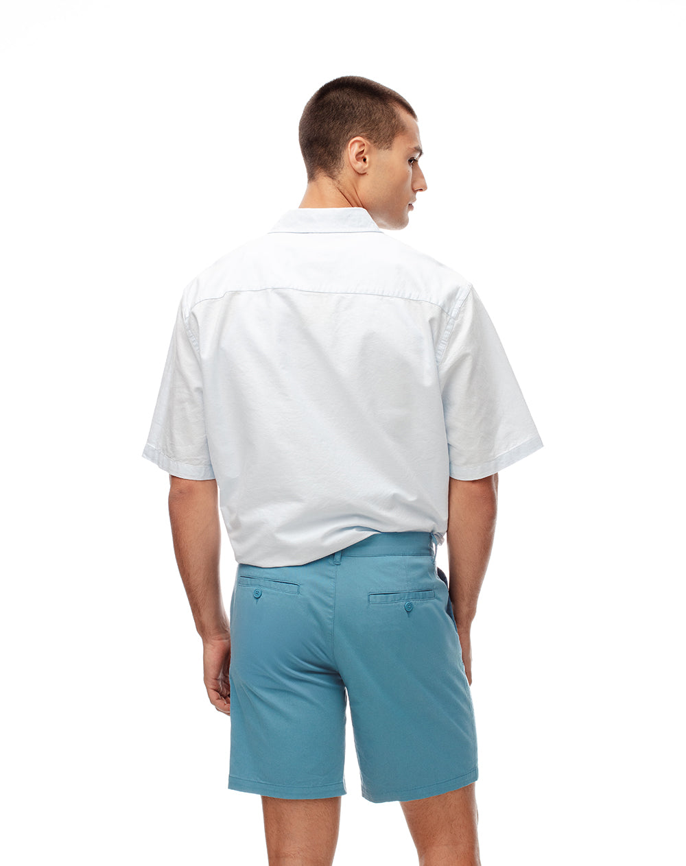 Bermuda regular drill algodón azul hombre