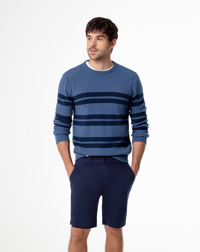 Bermuda regular drill algodón azul hombre