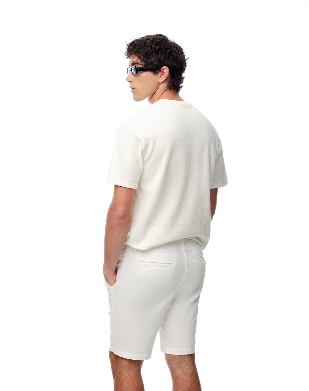 Bermuda regular drill algodón blanca hombre