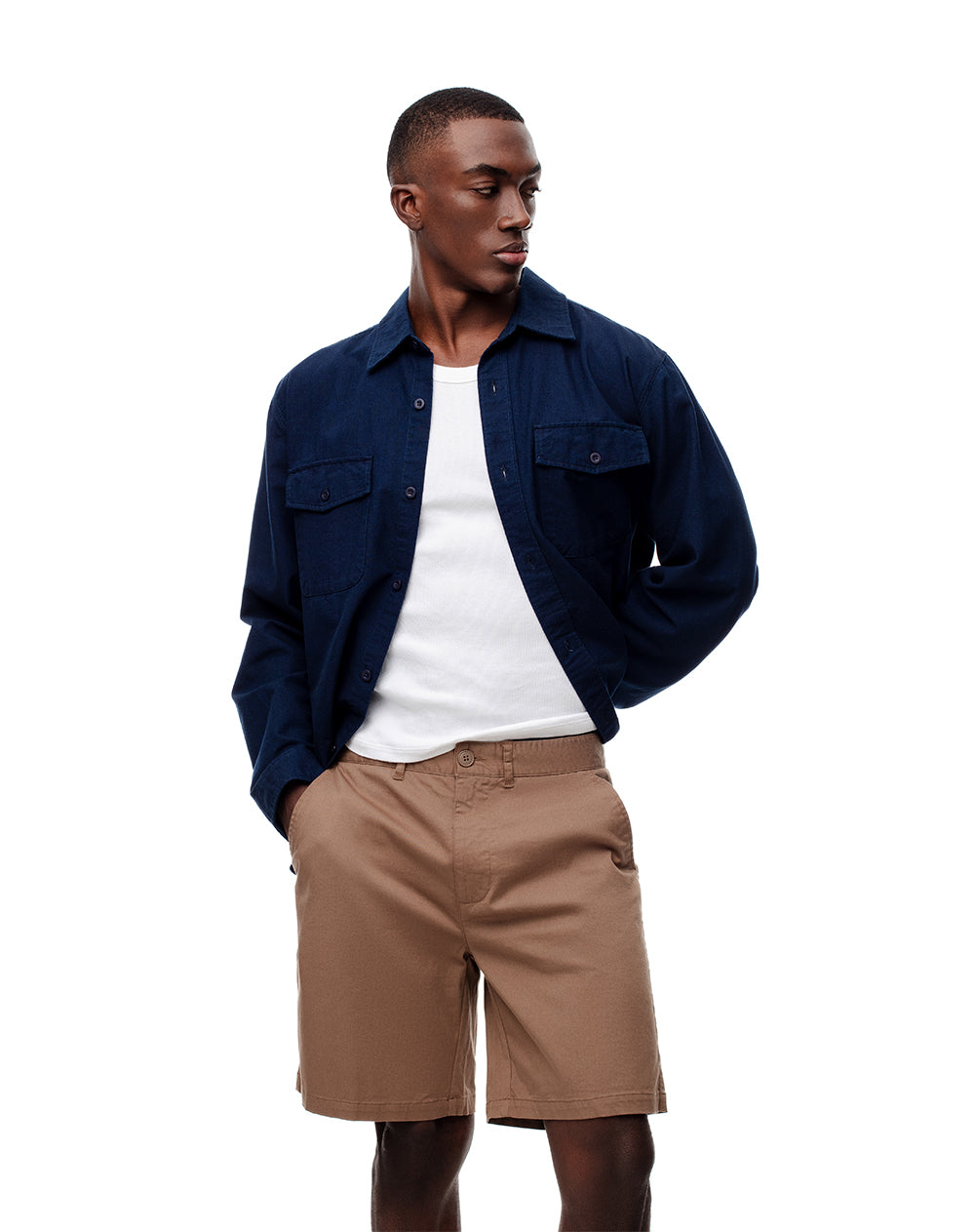 Bermuda regular drill algodón café hombre