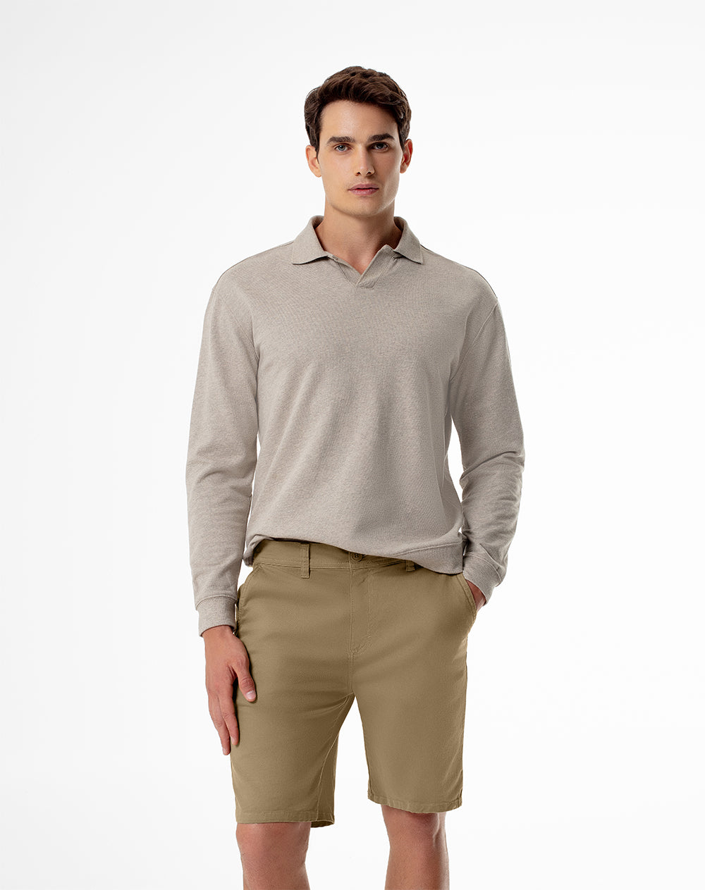 Bermuda regular drill algodón habano hombre