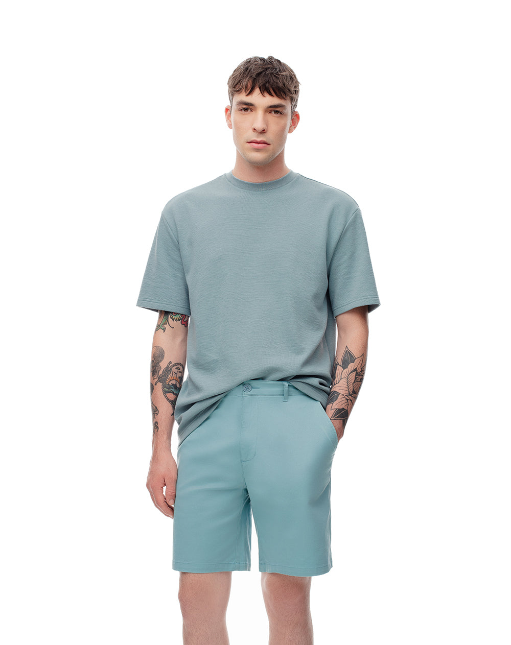 Bermuda regular fit en drill verde