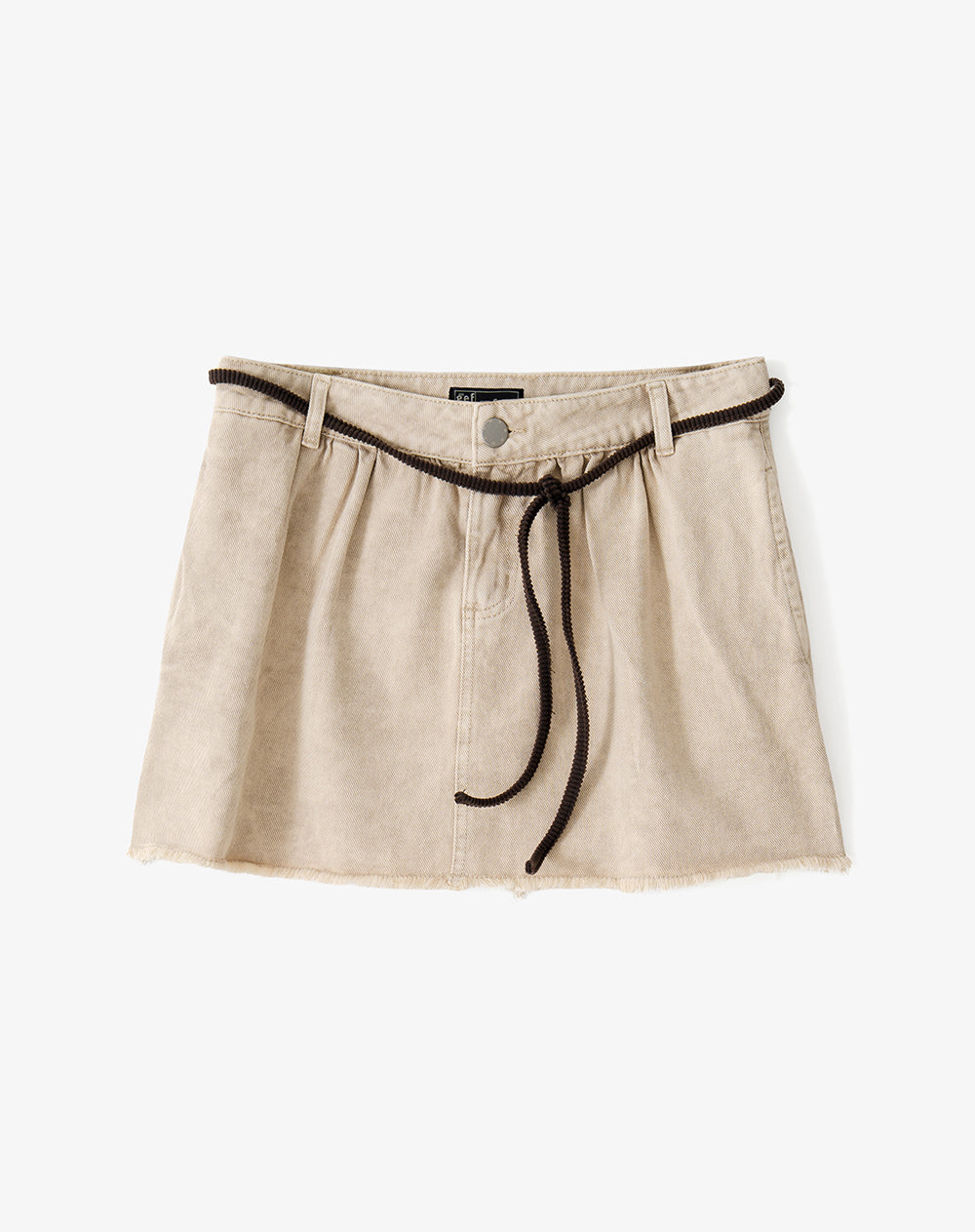 Falda corto tiro bajo denim habano mujer