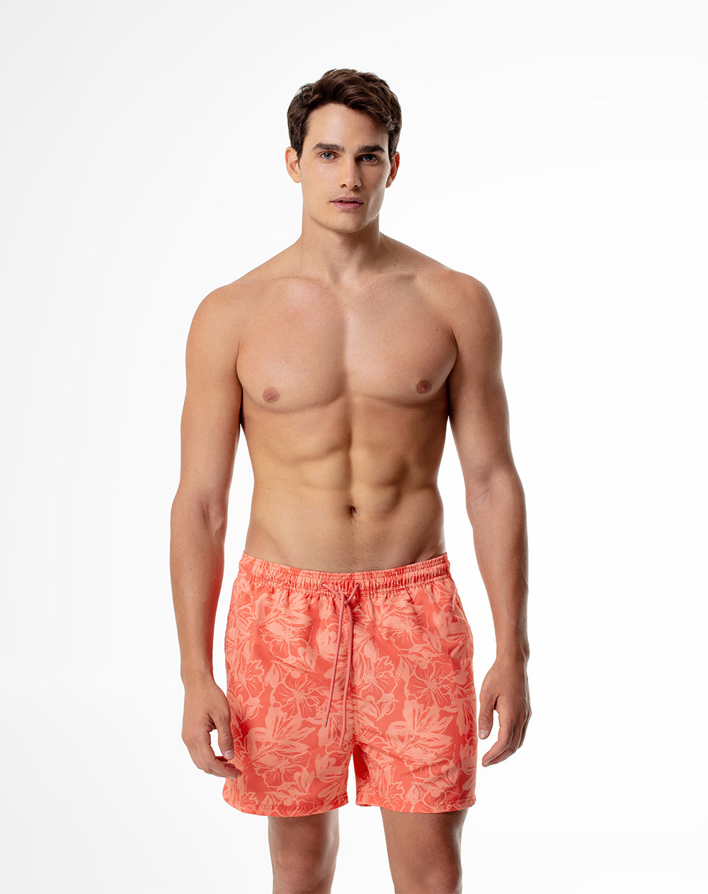 Pantaloneta de baño coral estampada hombre