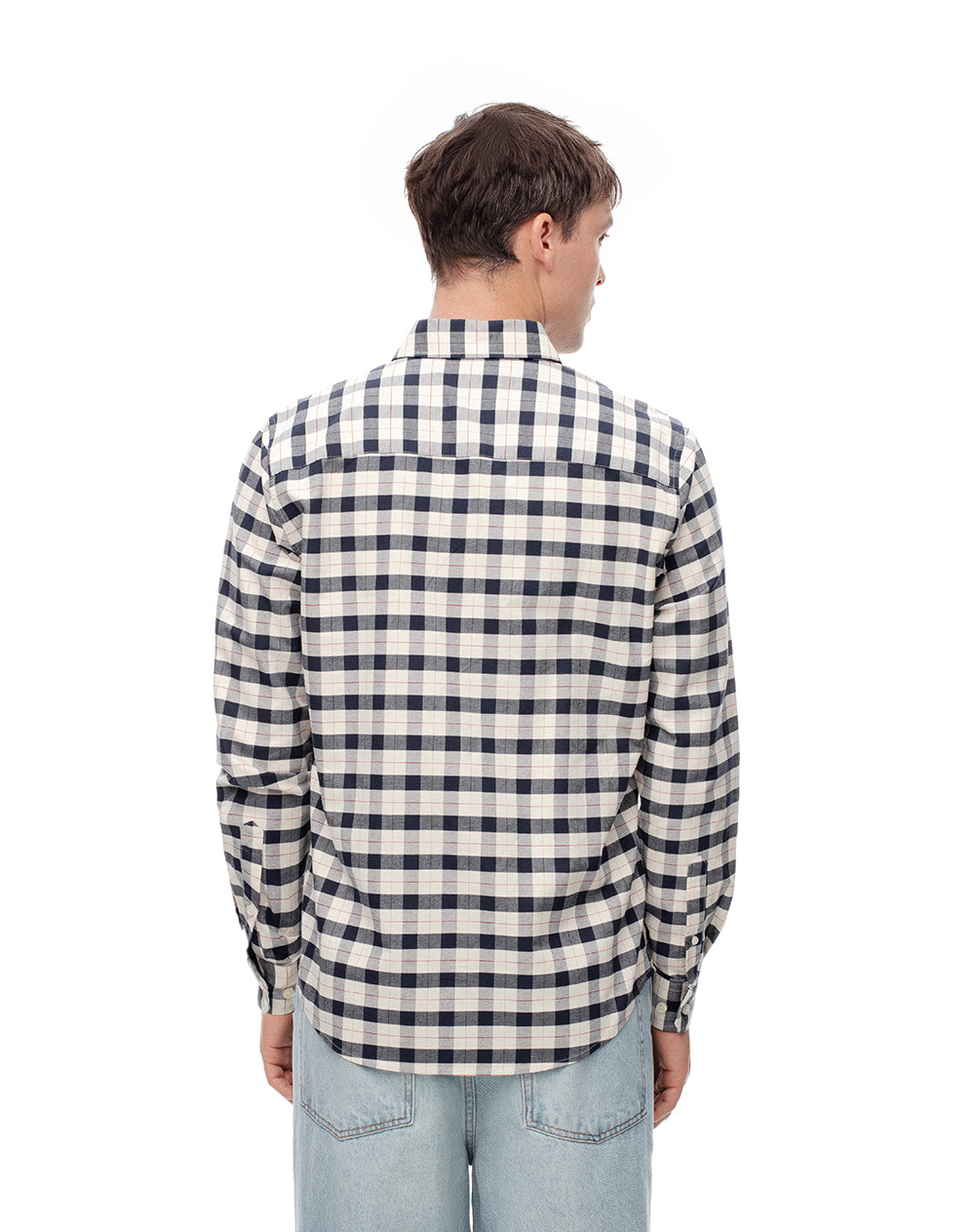 Camisa manga larga slim algodón azul hombre