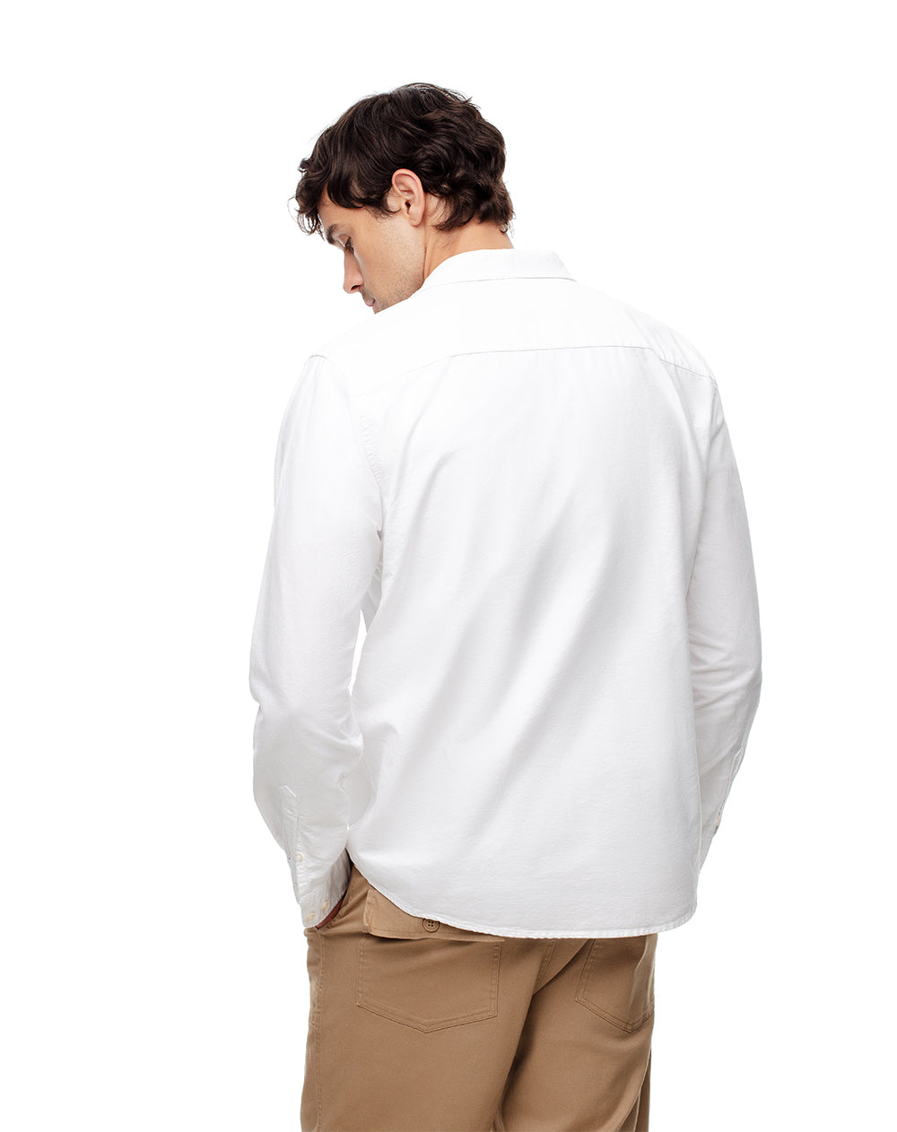 Camisa manga larga slim algodón blanca hombre