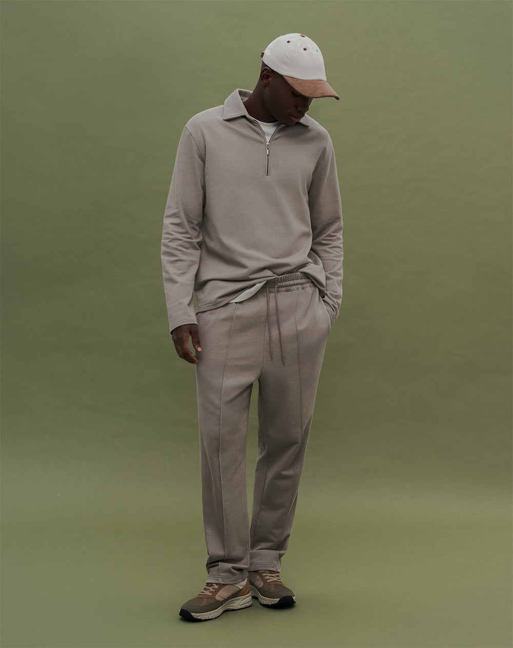 Pantalón relax algodón taupe hombre