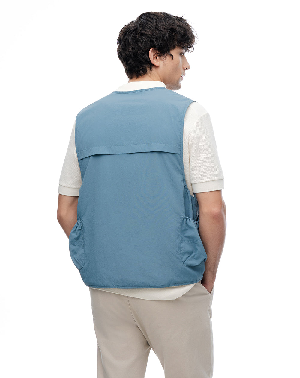 Chaleco regular sin capucha azul hombre