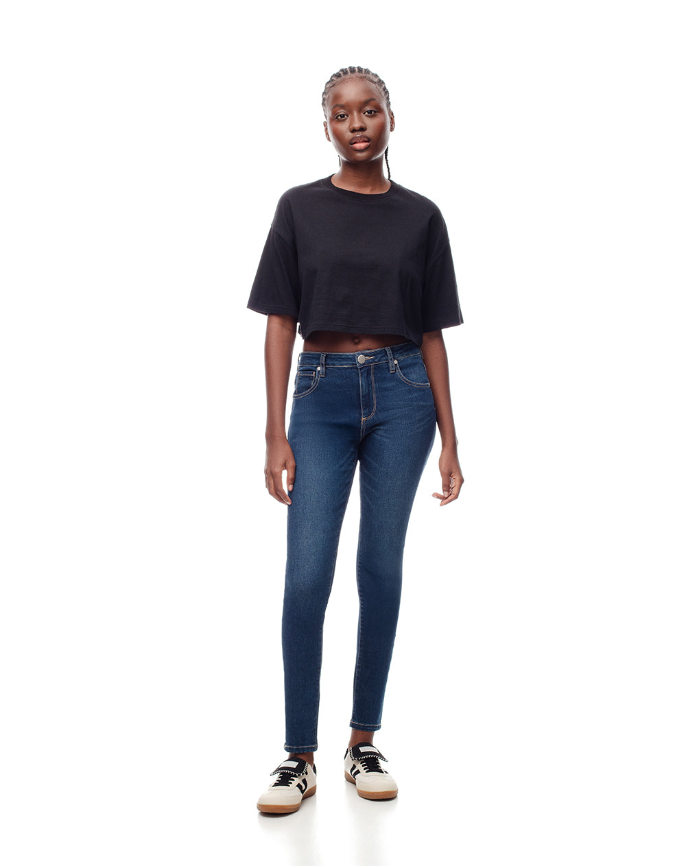 Jean súper skinny tiro medio índigo oscuro mujer