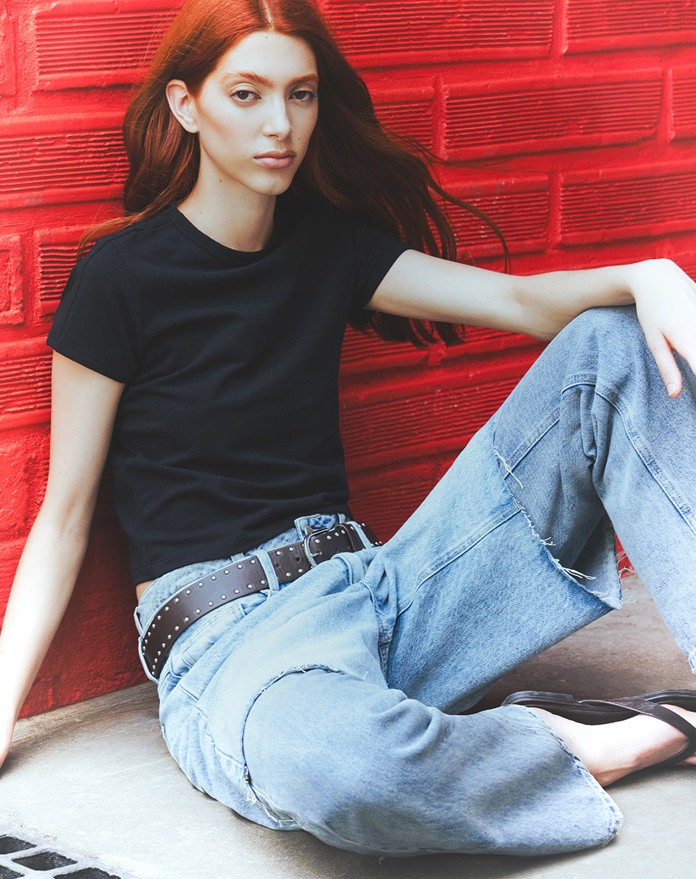 Camiseta slim negra mujer