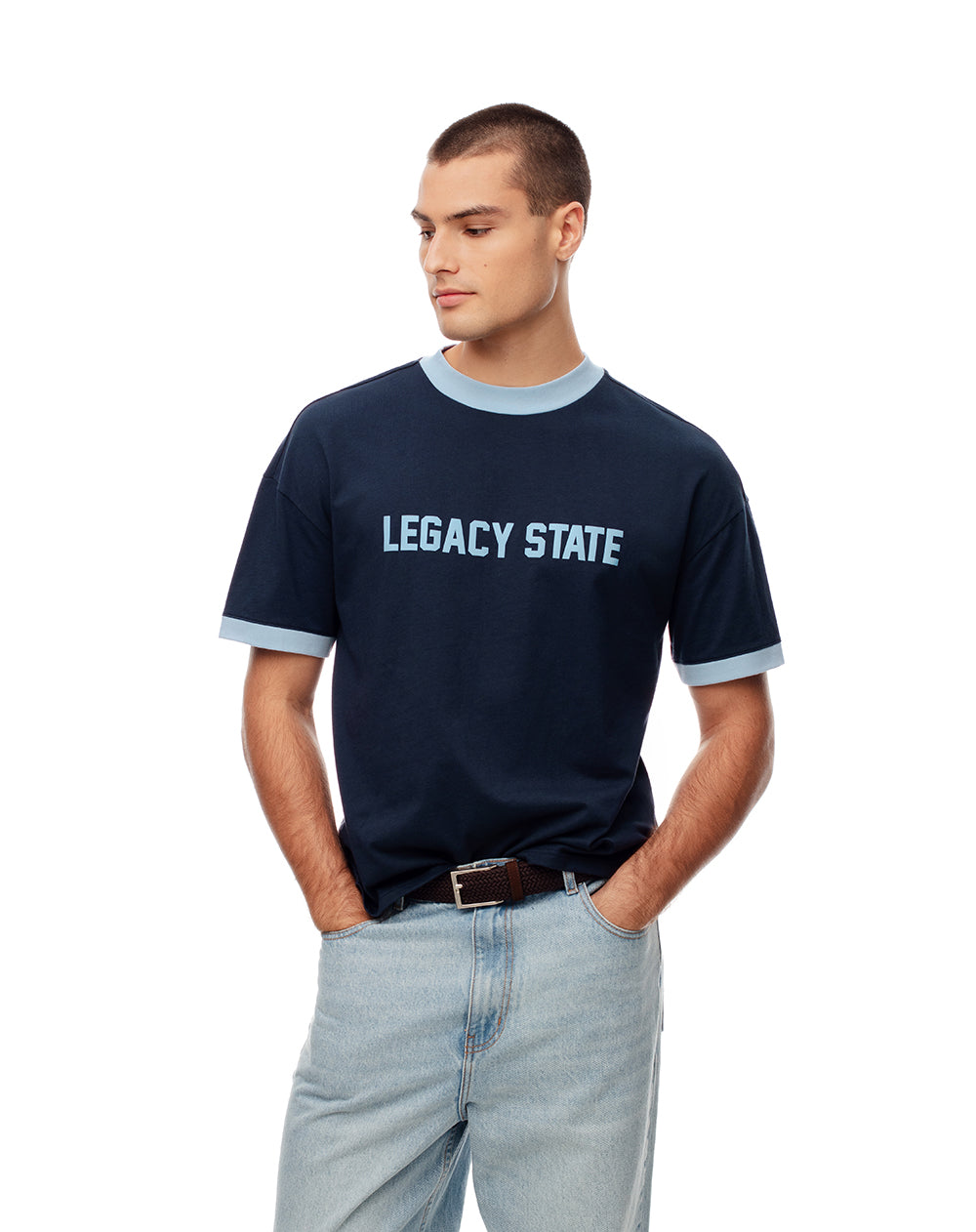 Camiseta regular fit manga corta azul