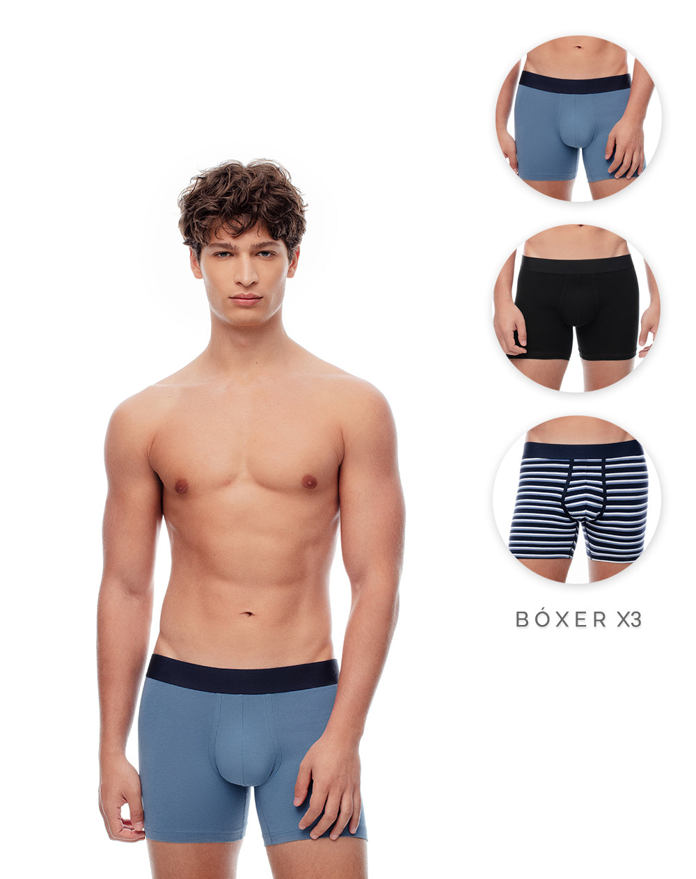 Bóxer medio jersey algodón x3unds surtido