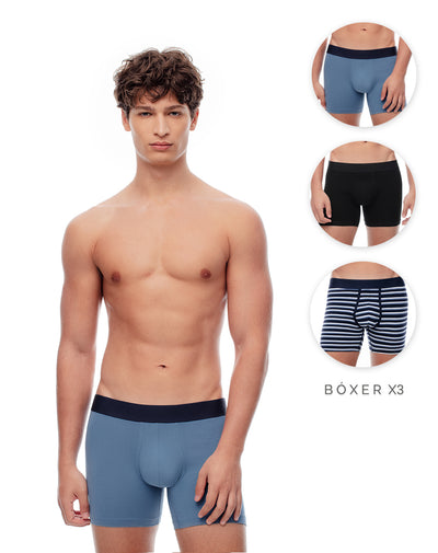 Bóxer medio jersey algodón x3unds surtido