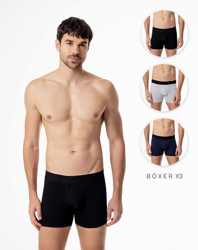 Bóxer medio jersey algodón x3unds surtido